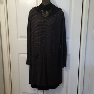 Hooded, Button Up, Long Sleeve Dress with Pockets